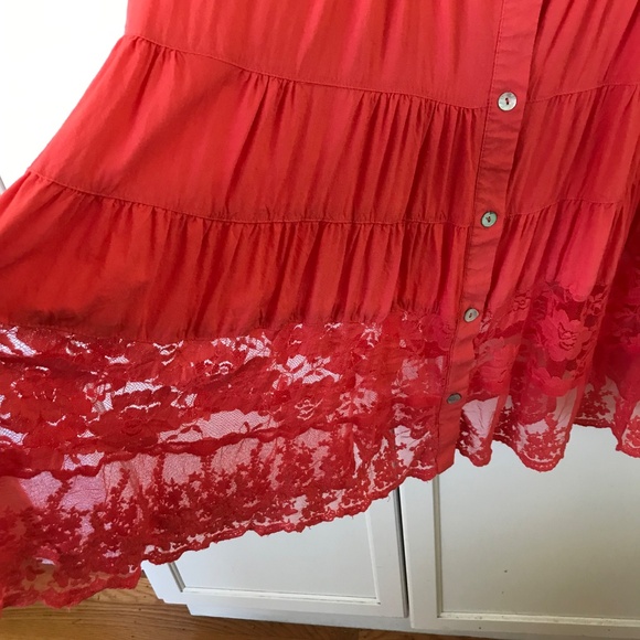 ROAMANS Lace Embroidered Tunic Babydoll Rayon Coral Women’s Plus Size 14W 1X - Picture 4 of 16